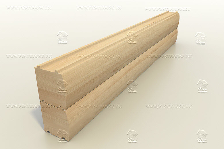 Брус профилированный (эмитация блок-хауса) сечением 150х150 мм. двухшиповой.